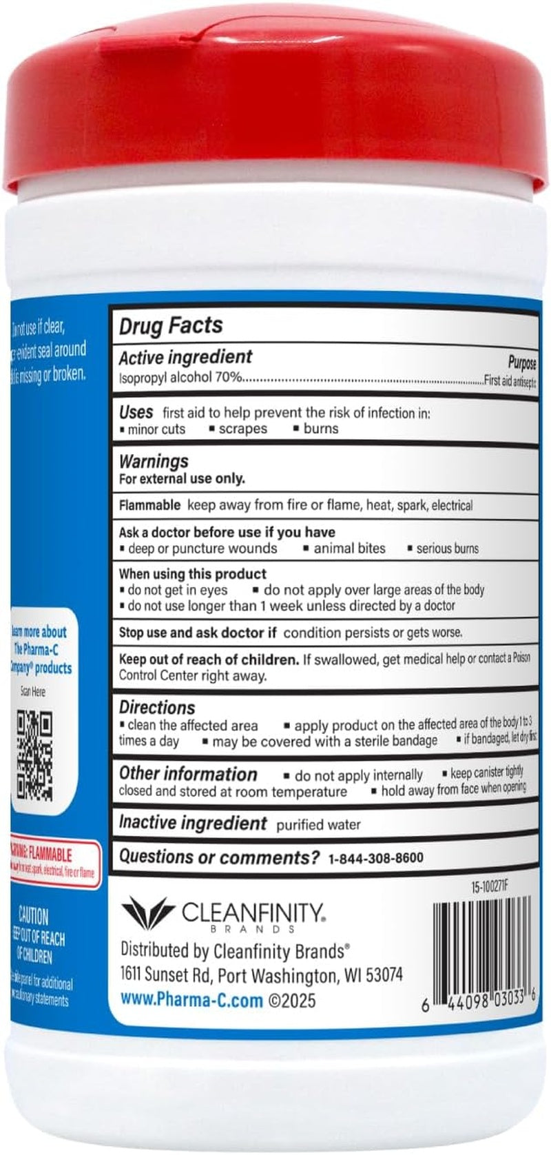 Antiseptic Skin Wipe Pharma-C-Wipes Towelette Canister, Packaging Type- Case