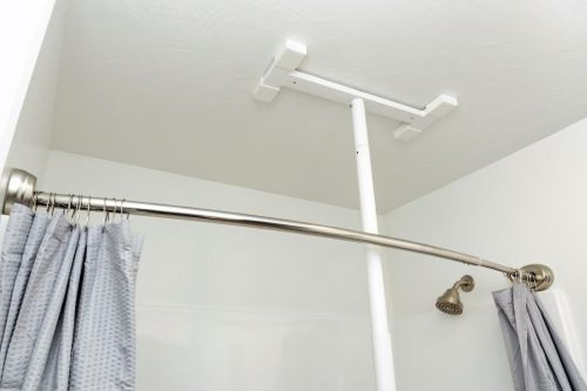Bathtub Security Pole & Curve Grab Bar  White