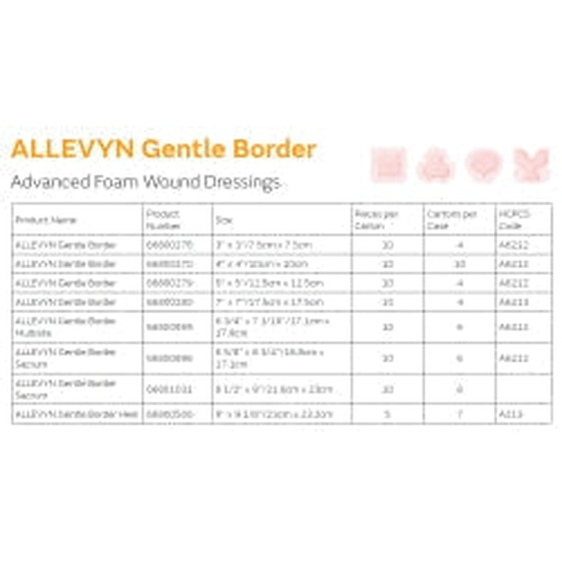 allevyn gentle border multisite 17 1 x 17 9 centimeter allevyn gentle border foam dressing mk784969ea