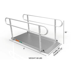Portable Ramp  Solid Surface 6' W/handrails