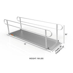 Portable Ramp  Solid Surface 10' W/handrails