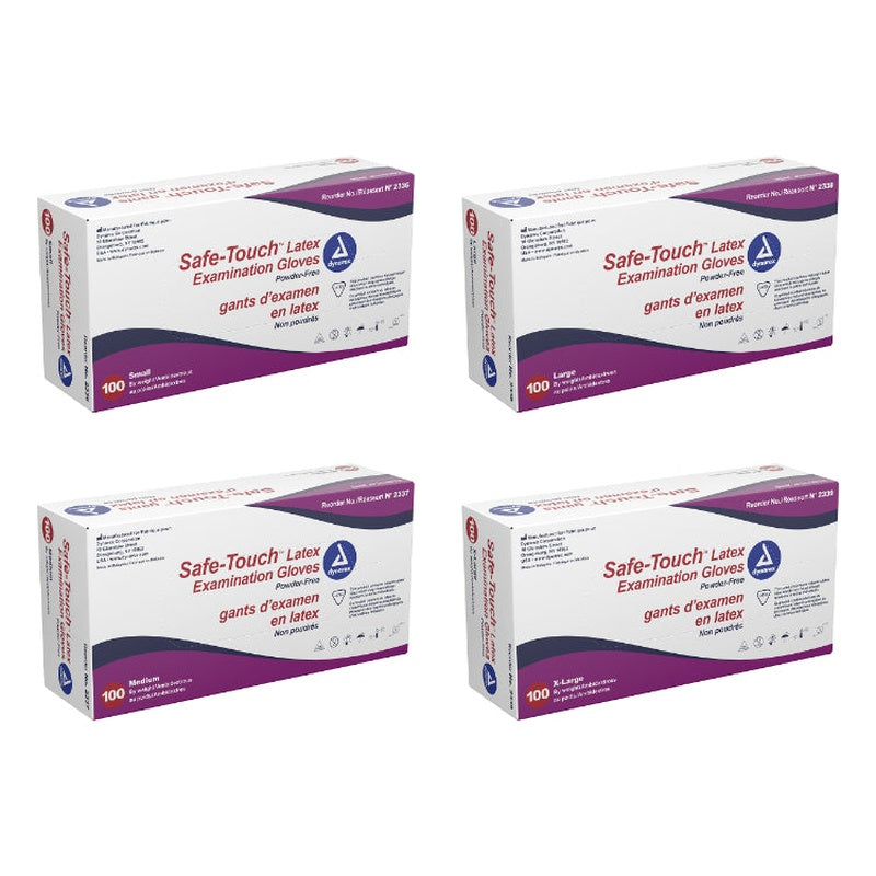 dynarex safe touch white latex exam gloves powder free