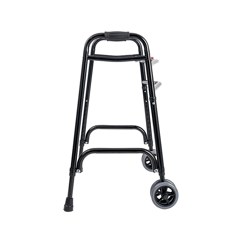 dynarex steel button folding walker with wheels adult