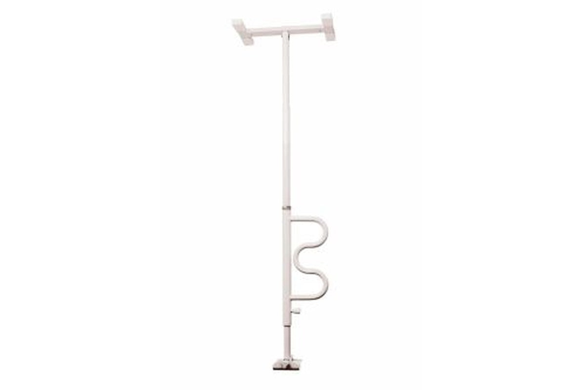 Bathtub Security Pole & Curve Grab Bar  White