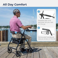 aluminum rollator w loop brake black 4 wheel