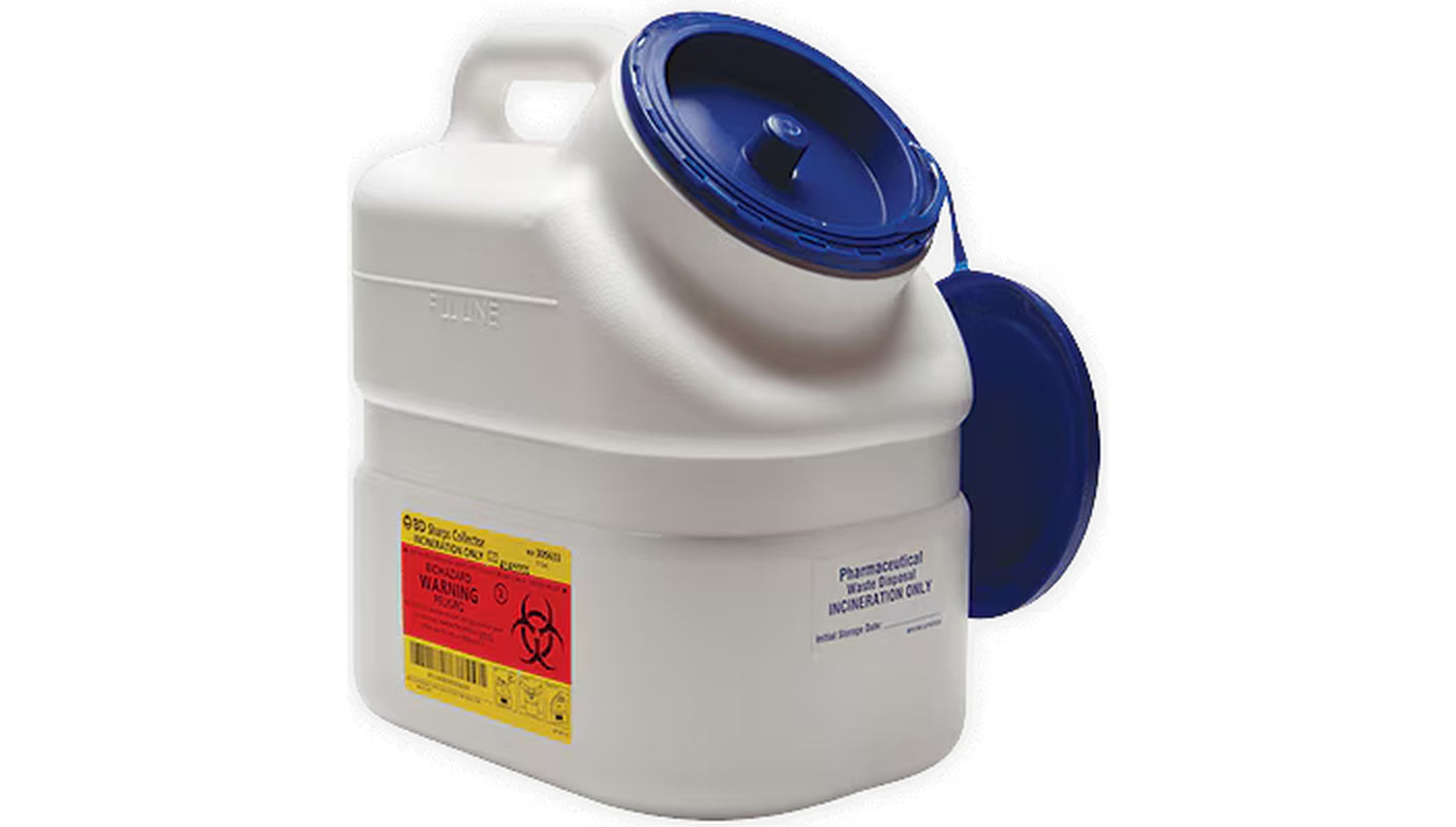 Pharmaceutical Waste Container Recykleen White Base 16.6 H X 10.7 W X 6 D Inch Horizontal Entry 3 Gallon