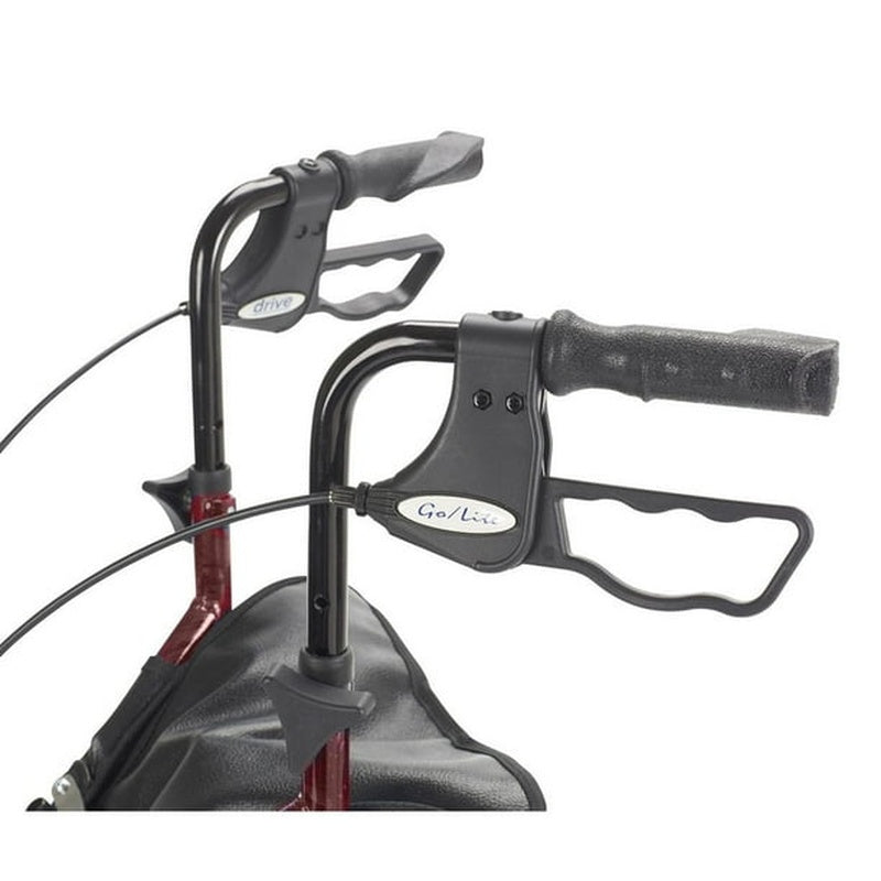Drive Medical Aluminium Rollator For Seniors and Elders, Wheel size 8inches With Height Adjustable,  Weight Capacity 300lbs Flame Red Color , Foldable, 11048B