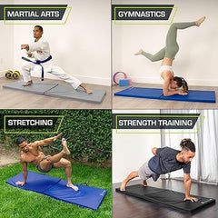 gymax exercise mat 2 ft x 6 ft bi fold with carry handles thick home workout floor mat for gymnastics tumbling yoga mma wrestling