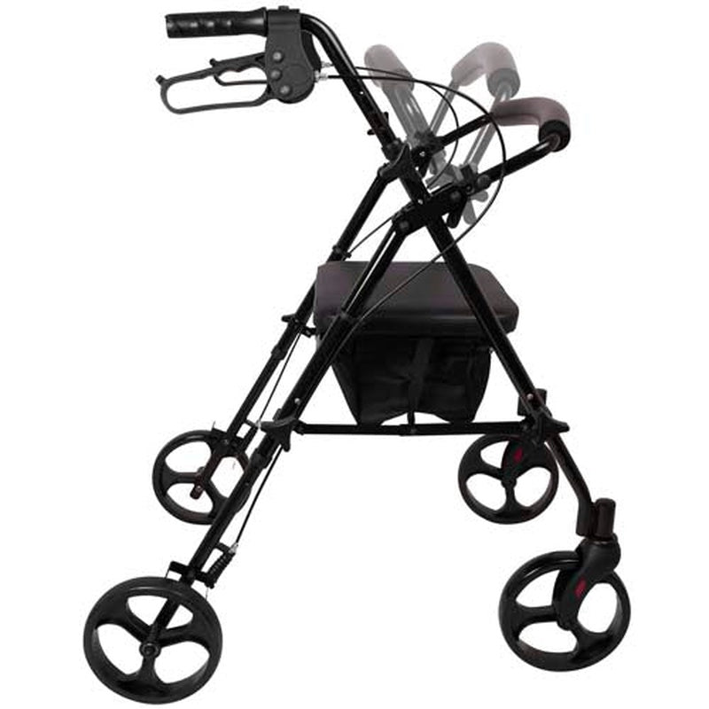 Rollator  Aluminum  Height Adjustable  Black   All Care Store 