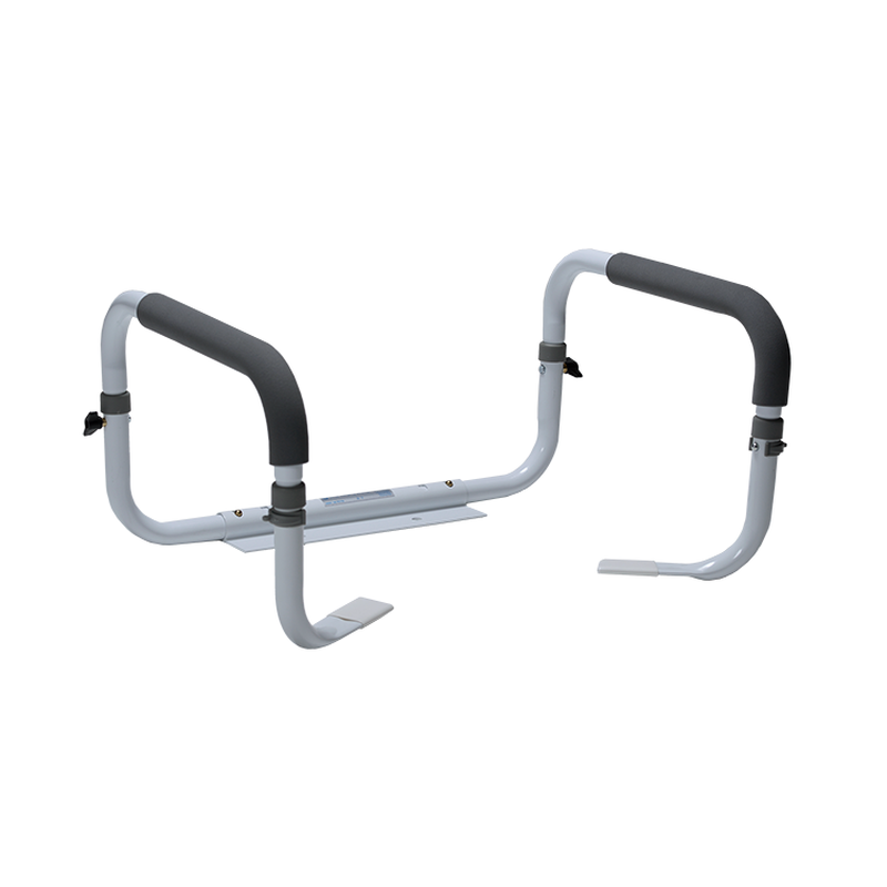 Adjustable toilet support rail handles