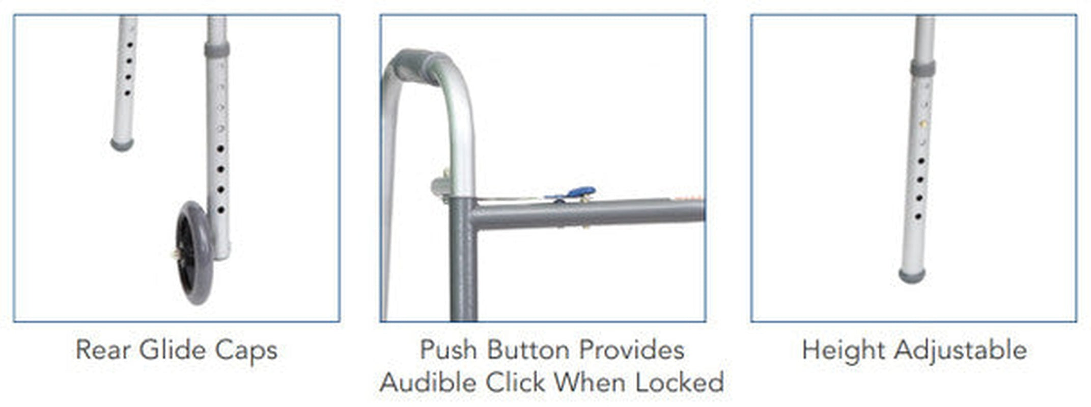 ProBasics Economy Two-Button Folding Steel Walker Lightweight, Weight Support-350lbs, Wheel Size-5inch, WKSAW2B