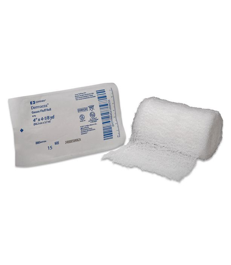 Fluff Bandage Roll Dermacea 4 Inch X 4-1/8 Yard 6-Ply Sterile 1 per Pouch, Packaging Type- Case