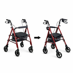 Drive Duet Aluminium Rollator For Seniors and Elders, Wheel size 8inch With Height Adjustable Weight Capacity 300lbs Burgundy Color ,Foldable, 851757EA