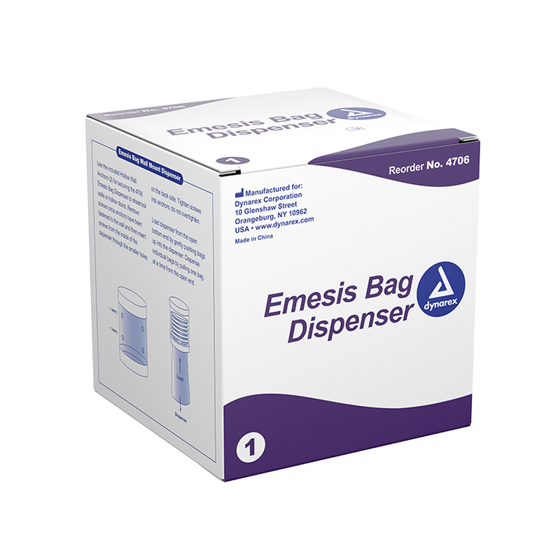 dynarex emesis bag w absorbent pouch dispenser