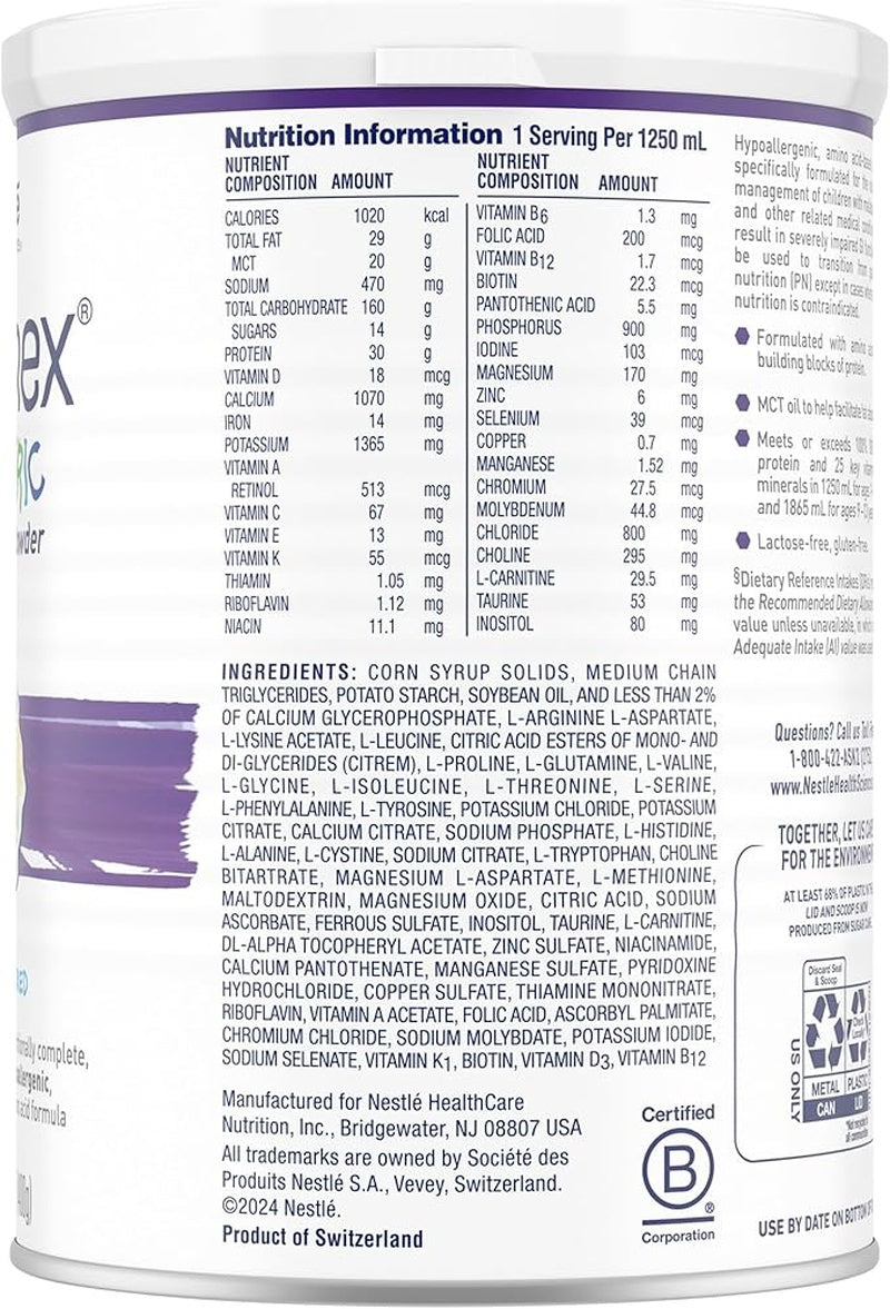pediatric oral supplement vivonex pediatric unflavored 400 gram can powder amino acid