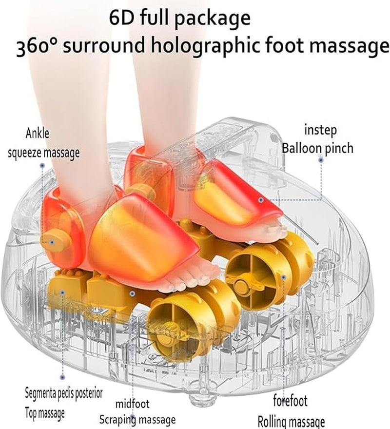 Foot Massager Heating Therapy Hot Compression Shiatsu Knead Roller Muscle Relaxation Pain Relief Electric Foot Massage Machine