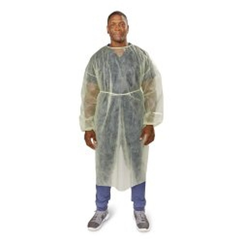 Protective Procedure Gown Halyard Basics X-Large Yellow NonSterile AAMI Level 2 Disposable | 10BG/Case)