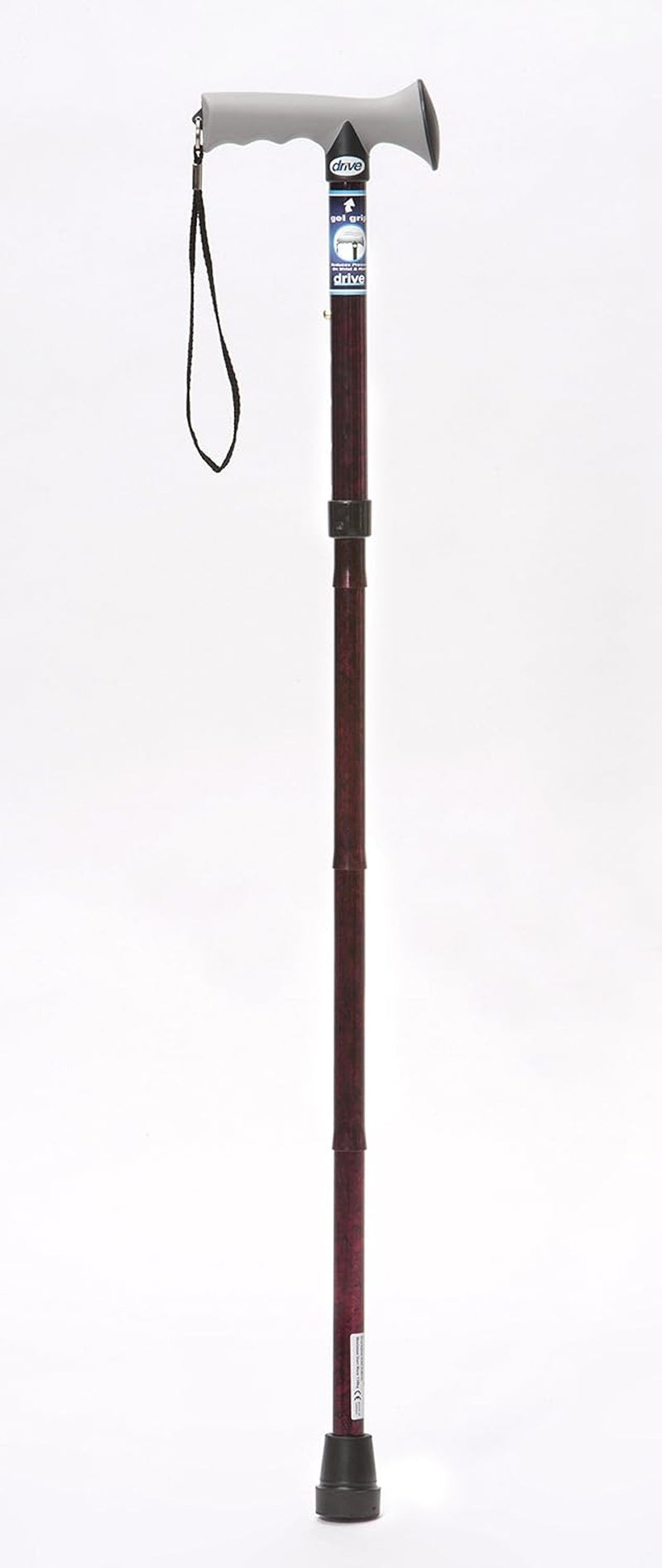 folding cane alum w gel grip red crackle