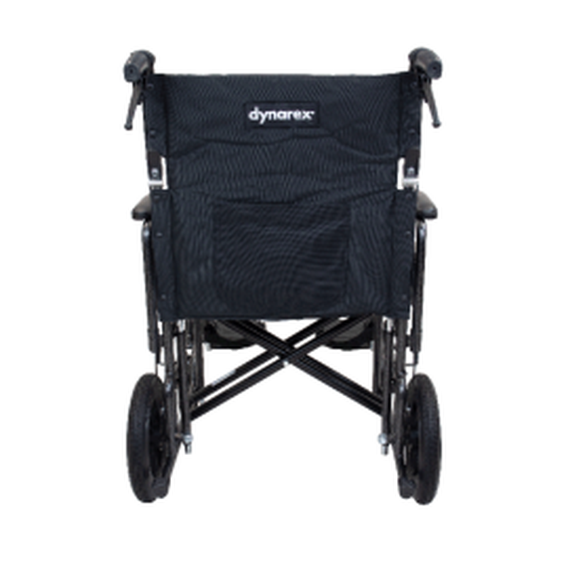 heavy-duty bariatric transport wheelchair rear view with push handles