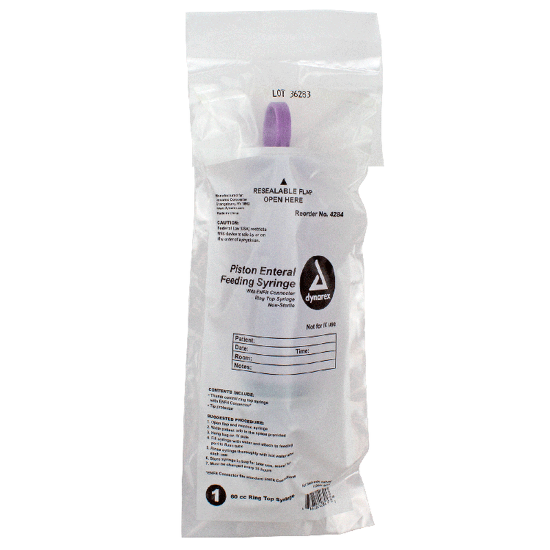 dynarex piston irrigation syringe 60 cc pack type 30 box per case