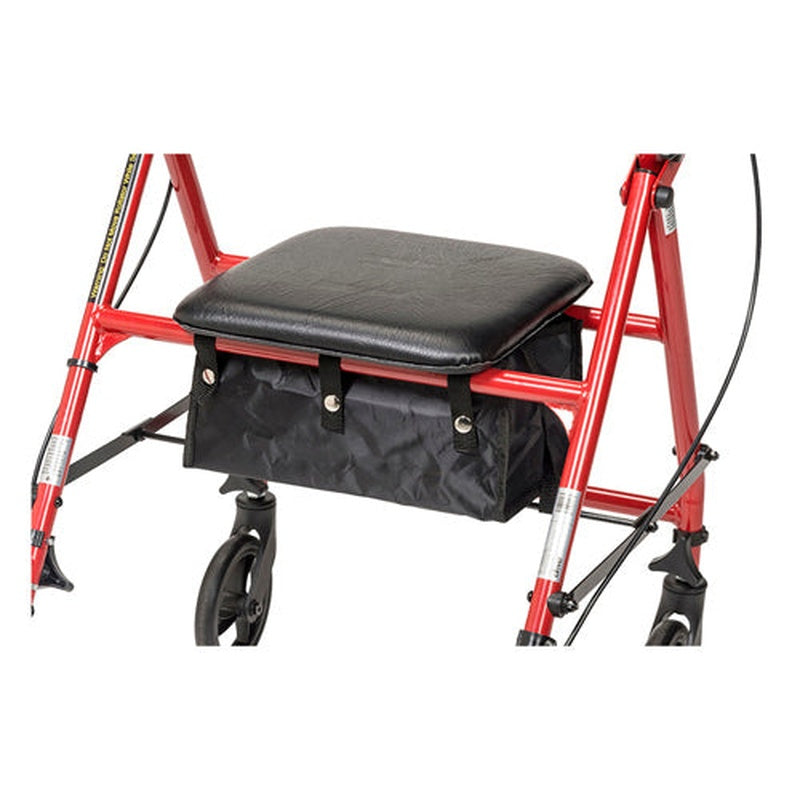 Drive Medical Knocked-down Steel Rollator For Seniors and Elders, Wheel size 6inches With Height Adjustable 31" -36", Weight Capacity 350lbs, Red, R800KDRD
