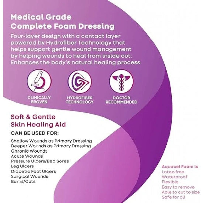 Foam Dressing Aquacel 4 X 4 Inch Without Border Waterproof Film Backing Nonadhesive Square Sterile, Packaging Type- Box
