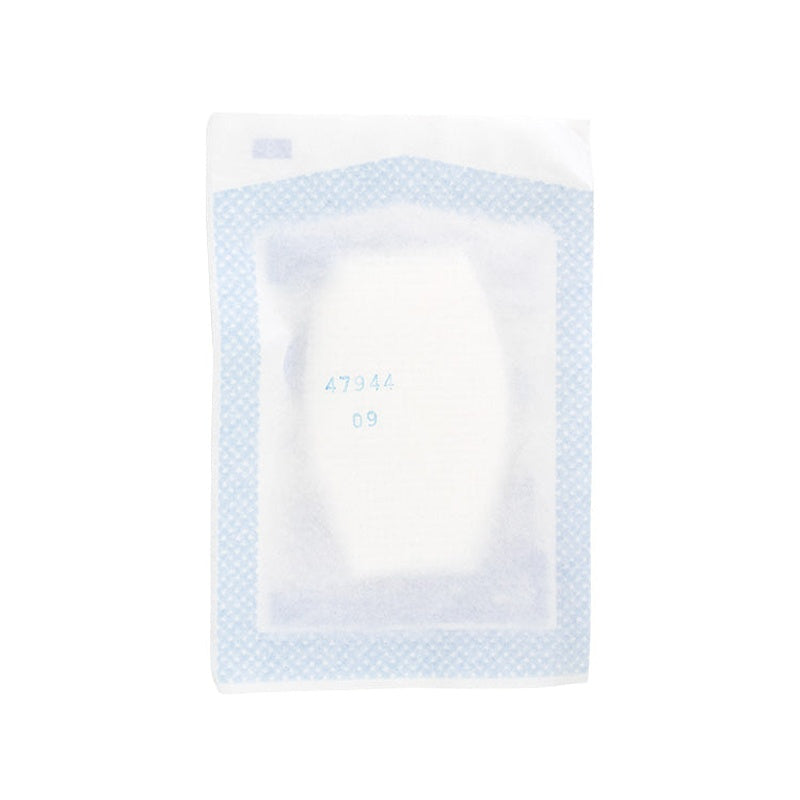 White pillow with blue polka dot border