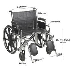 Bariatric Wheelchair McKesson Dual Axle Desk Length Arm Swing-Away Footrest Black Upholstery 24 Inch Seat Width Adult 450 lbs. Weight Capacity, Packaging Type- Each