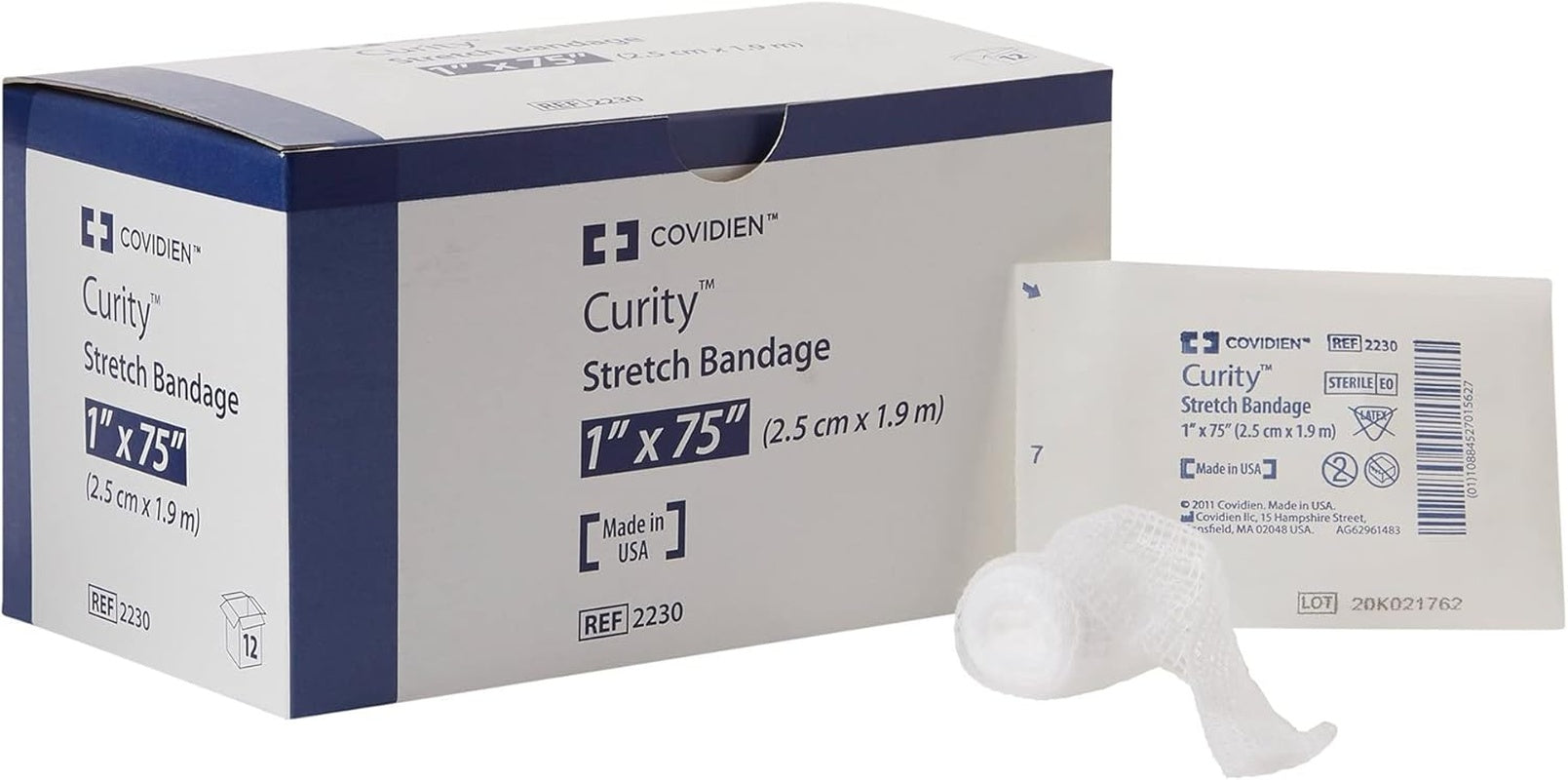 Curity Conforming Bandage – White Cotton/Polyester 1-Ply Sterile Roll, 1 in × 75 in (Single Roll) | HCPCS A6448