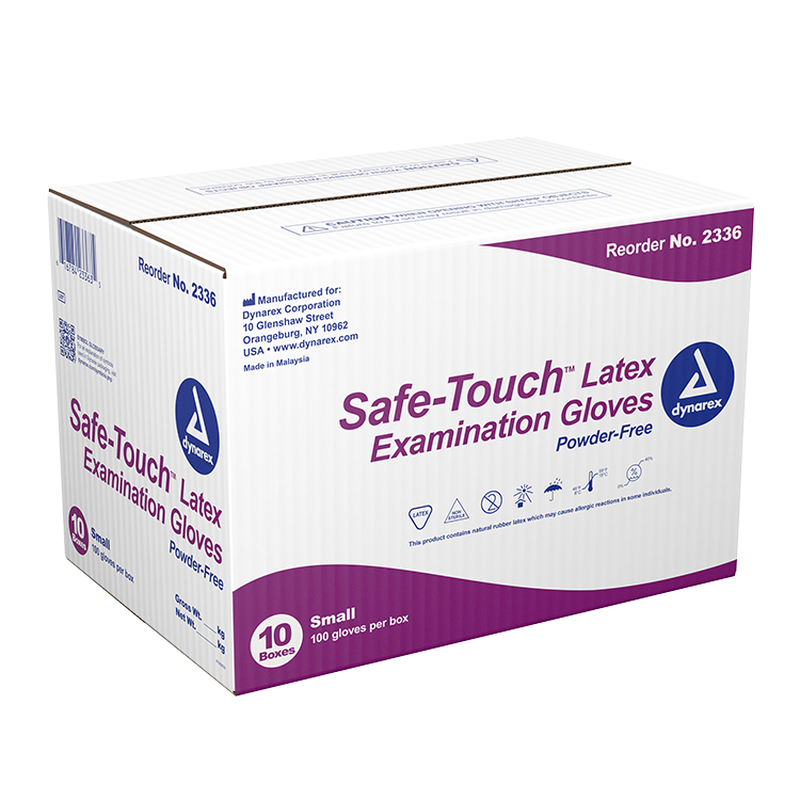 dynarex safe touch white latex exam gloves powder free