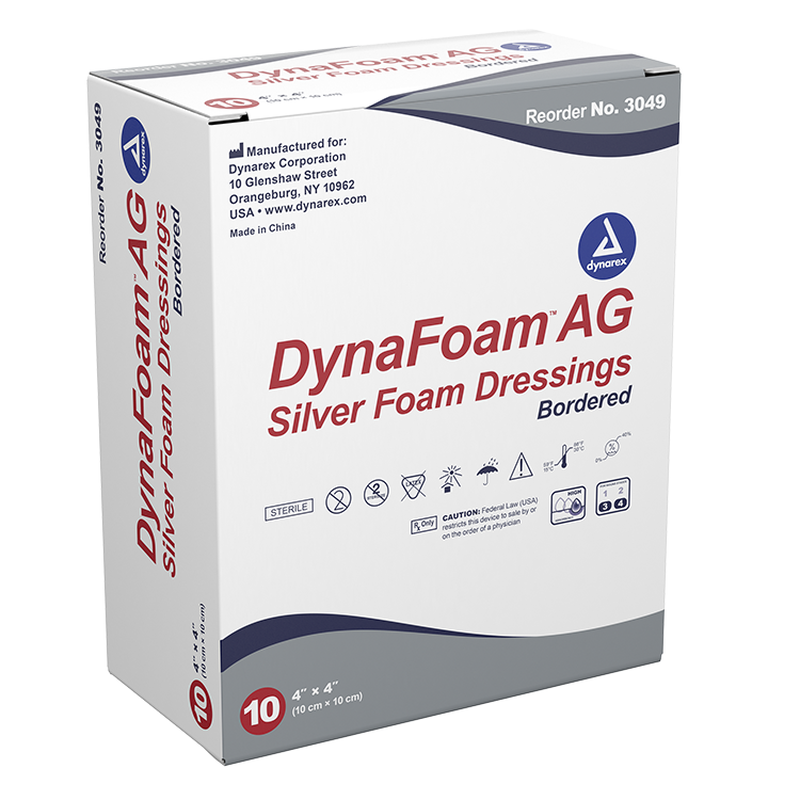 dynarex dynafoam ag bordered foam dressing
