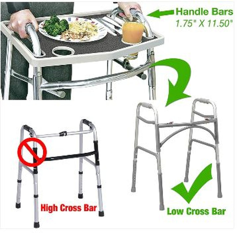 Walker Tray W/ Grip Mat  Gray