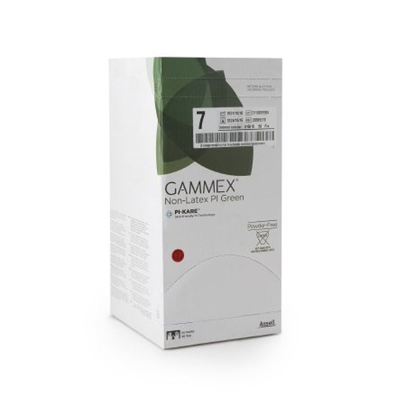 gammex non latex pi green polyisoprene surgical glove size 7 light green gammex non latex pi green surgical glove mk648143bx