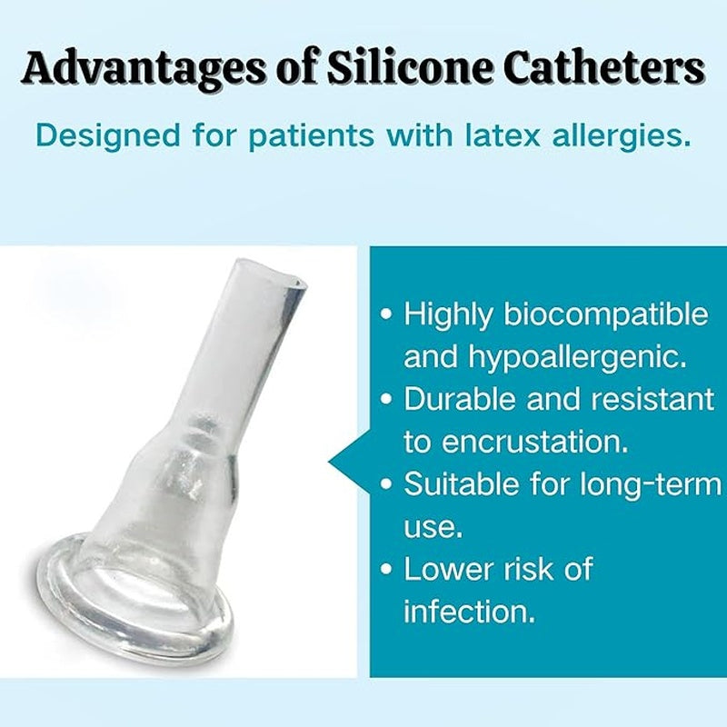 male external catheter natural non adhesive reusable strap silicone medium packaging type box