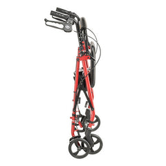 Drive Medical Knocked-down Steel Rollator For Seniors and Elders, Wheel size 6inches With Height Adjustable 31" -36", Weight Capacity 350lbs, Red, R800KDRD