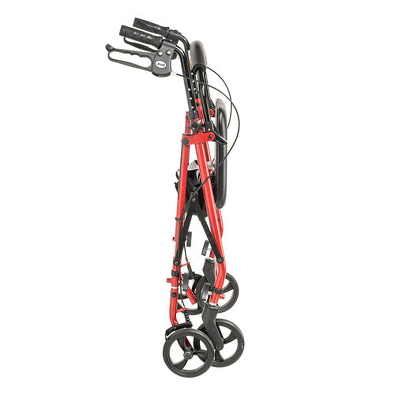 Drive Medical Knocked-down Steel Rollator For Seniors and Elders, Wheel size 6inches With Height Adjustable 31" -36", Weight Capacity 350lbs, Red, R800KDRD