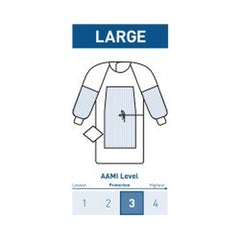 Protective Procedure Gown Halyard Basics X-Large Yellow NonSterile AAMI Level 2 Disposable | 10BG/Case)