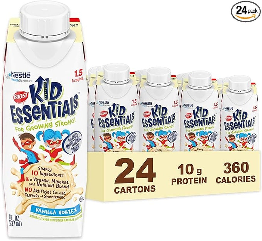 pediatric oral supplement boost kid essentials 1 5 vanilla vortex flavor 8 oz carton liquid vitamins minerals packaging type case