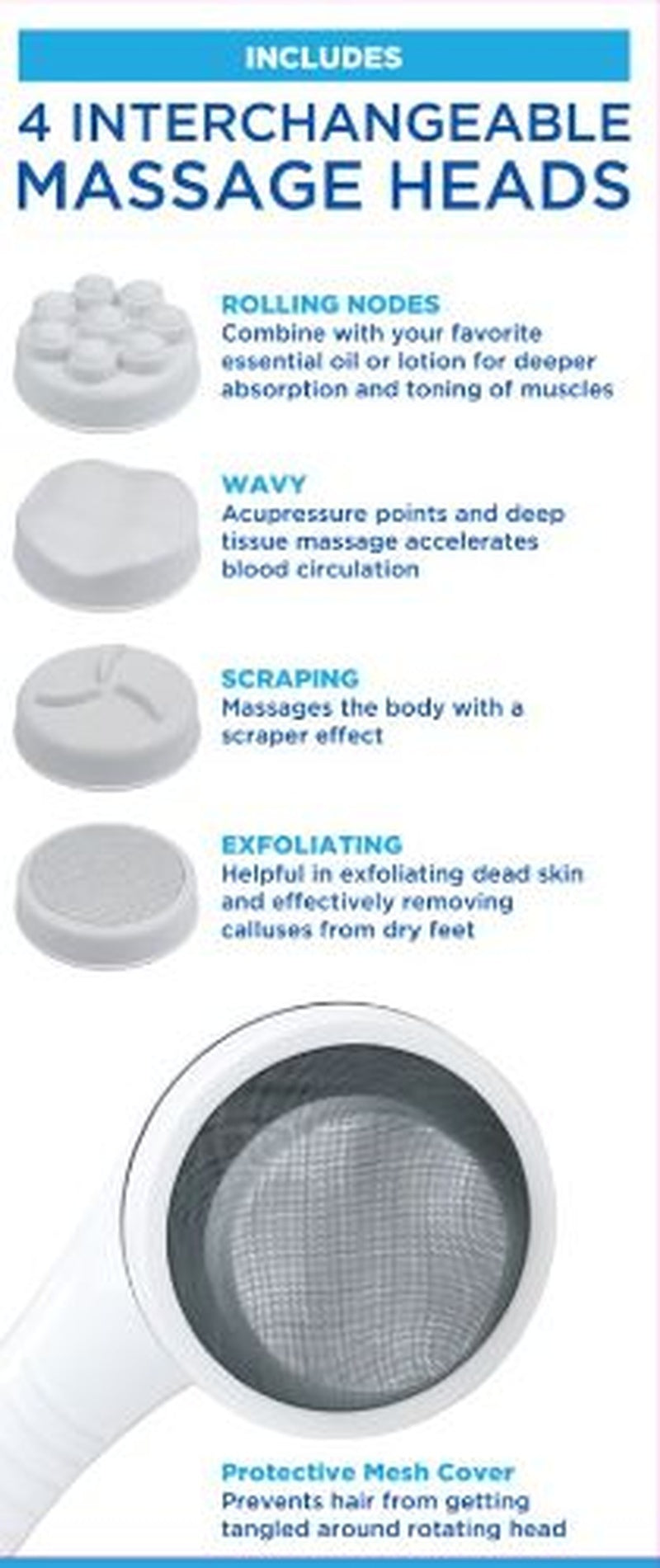 Blue Jay Complete Relief Handheld Corded Massager - Powerful, Portable Pain Relief for Tension & Muscle Aches, Ideal for Home or Travel Use.