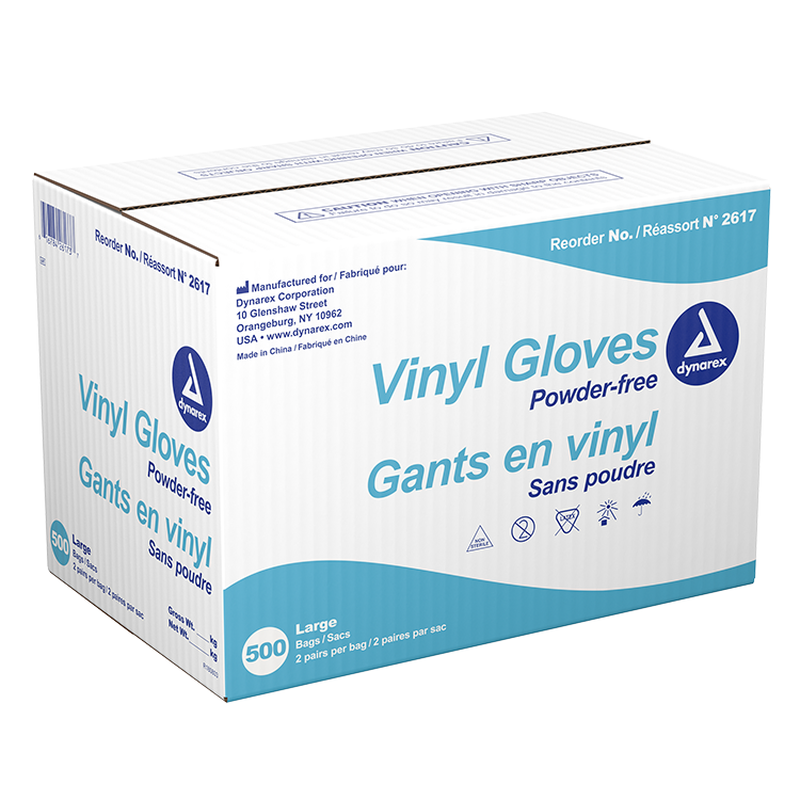 dynarex vinyl gloves in a bag powder free