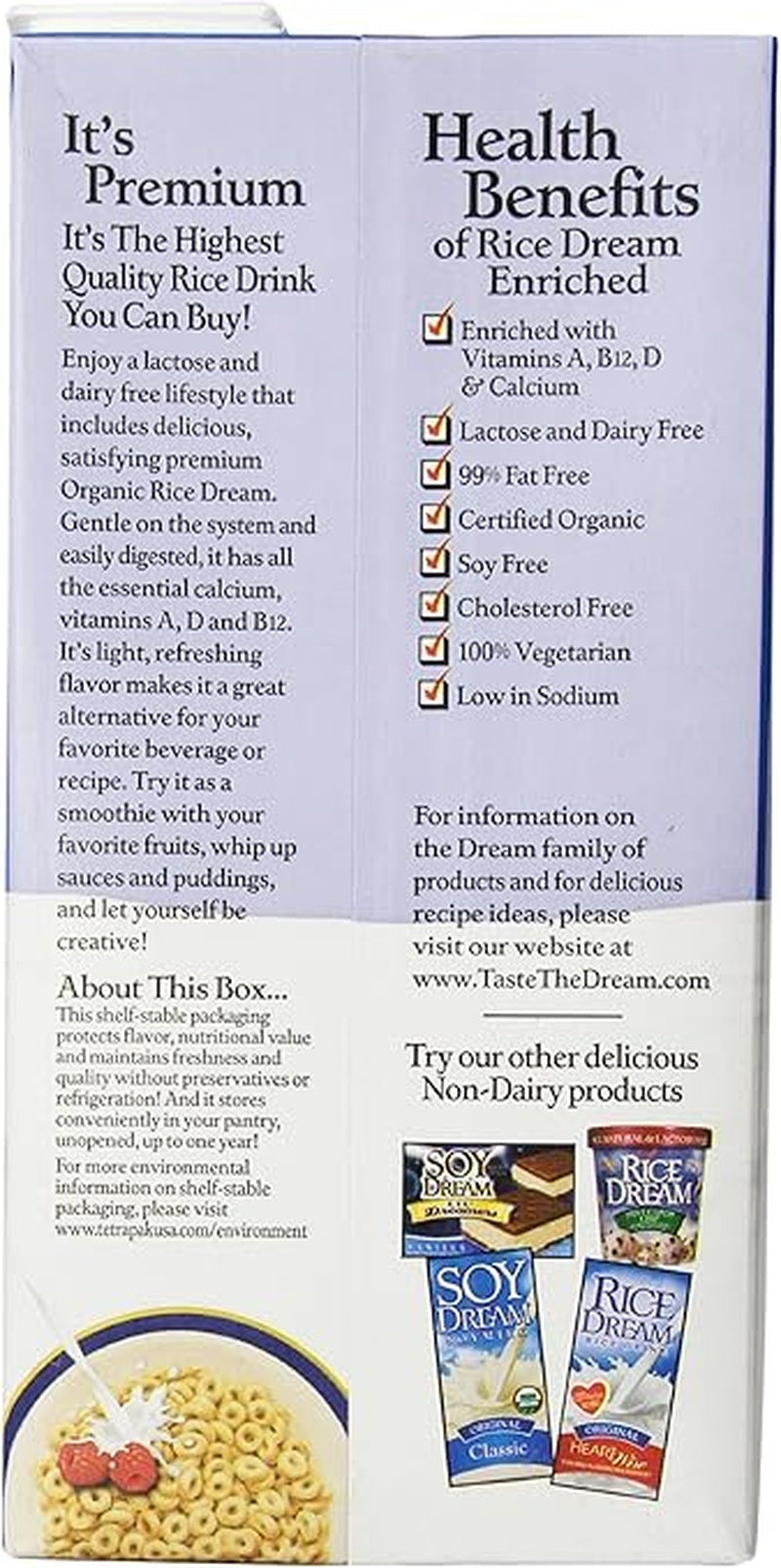 Rice Dream Original Rice Drink - Enriched Organic - Case Of 8 - 64 Fl Oz.