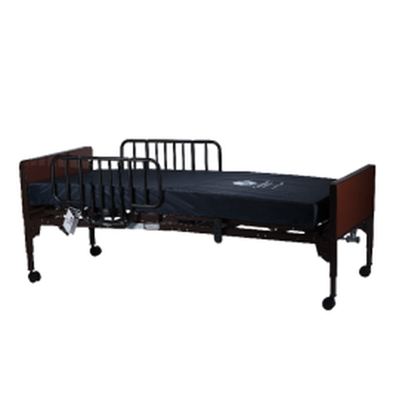 semi electric homecare bed w half rail