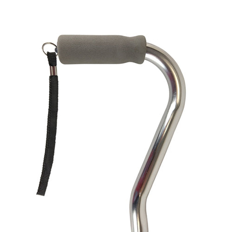 Cane  Soft Foam Offset Handle  Blue Jay  Silver With Strap   All Care Store