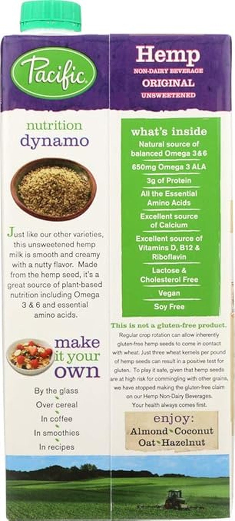 Pacific Natural Foods Hemp Original - Unsweetened - Case Of 12 - 32 Fl Oz.