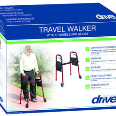 deluxe folding travel walker red