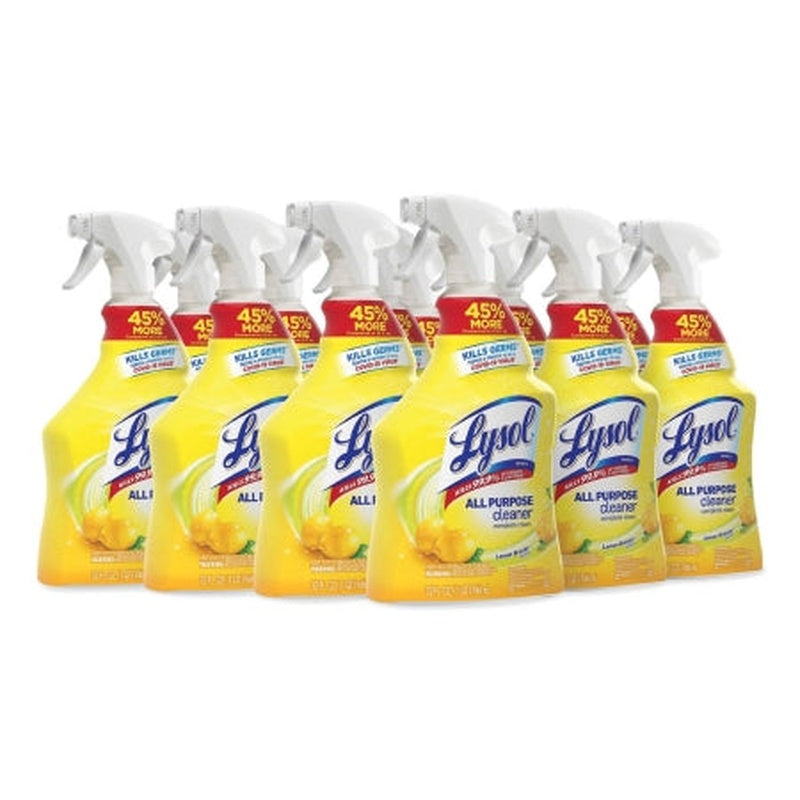 Lysol All Purpose Surface Disinfectant Cleaner – Lemon Breeze 32 oz Trigger Spray Bottle, Kills 99.9% of Bacteria and COVID-19 Virus (Case of 12) | EPA Reg. 777-89