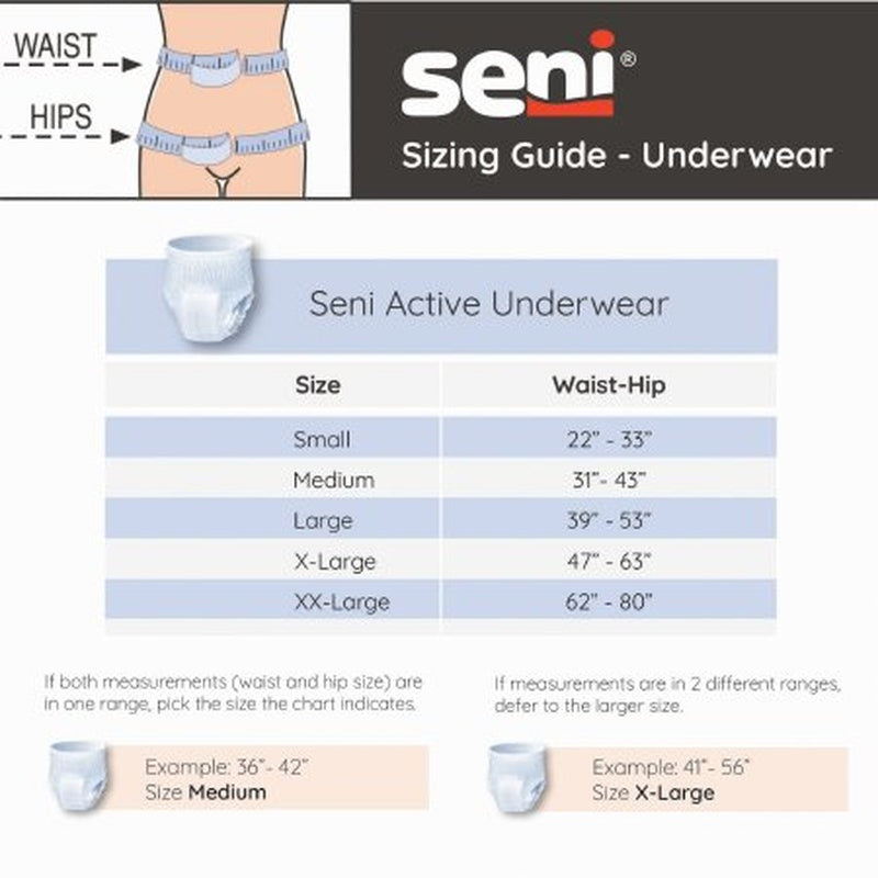 unisex adult absorbent underwear seni active super pull on with tear away seams x large disposable moderate absorbency packaging type case