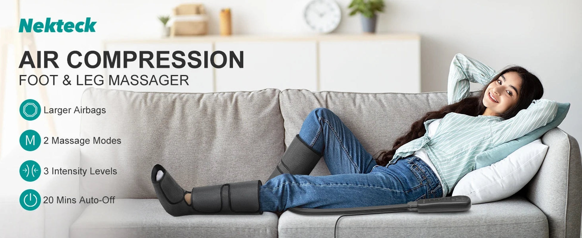 nekteck foot legs air compression massager calf wraps massage for blood circulation and relaxation physical massage boot