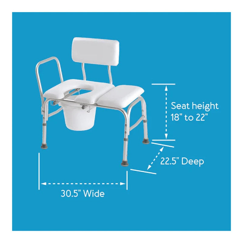 Carex Deluxe Padded Transfer Bench with Opening & Bucket