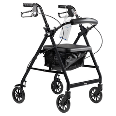 Dynarex DynaGo Quad 6 - Lightweight Aluminum Rollator with 6" Wheels for Easy Mobility, Adjustable Height, and Comfortable Handgrips for Enhanced Support.